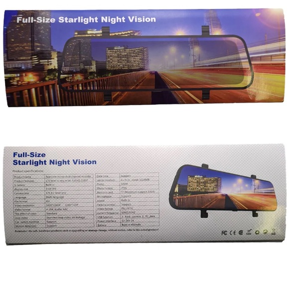 FullSize Starlight NightVision TouchScreen Rearview Mirror Dual Channel Recorder - Picture 5 of 8